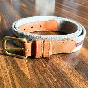 COACH Wool & Leather Belt in Tan Heather w/ Blue & Red Stripes Size 40" (M/L)